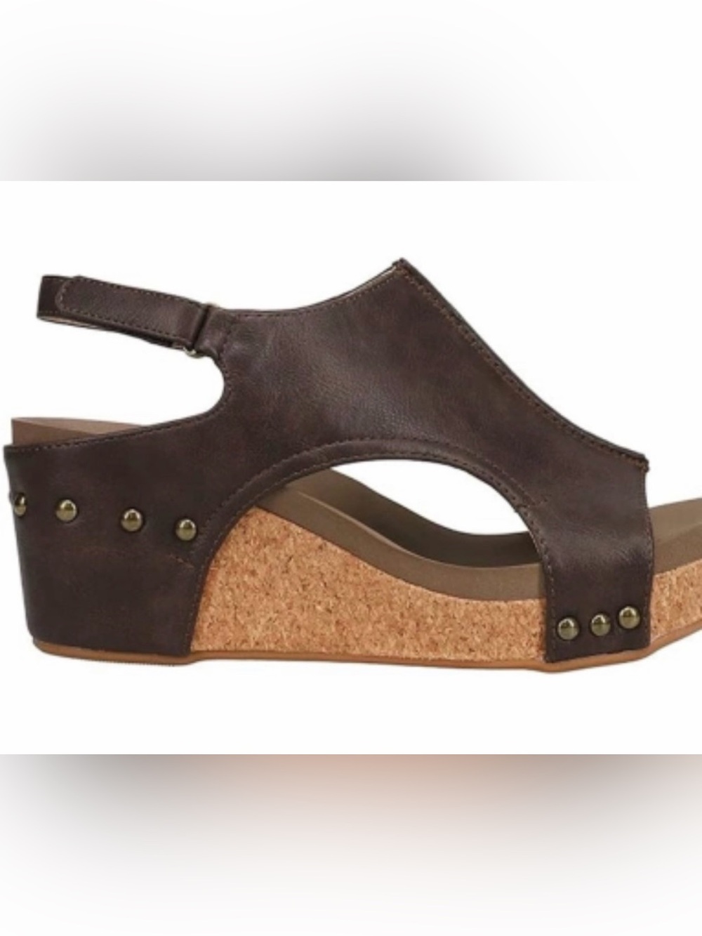 BNWOB Corkys Brown Leather Wedge Sandals SZ 10